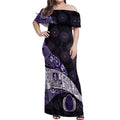 Personalized Fremantle Dockers Football Off Shoulder Maxi Dress Easter Egg Pattern Purple Monochrome Tribal Dot Style