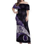 Personalized Fremantle Dockers Football Off Shoulder Maxi Dress Easter Egg Pattern Purple Monochrome Tribal Dot Style