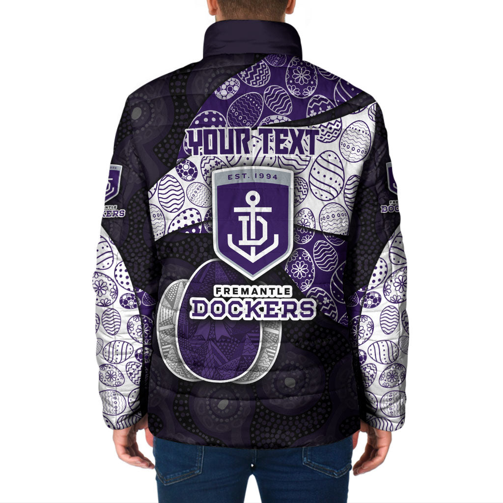 Personalized Fremantle Dockers Football Padded Jacket Easter Egg Pattern Purple Monochrome Tribal Dot Style