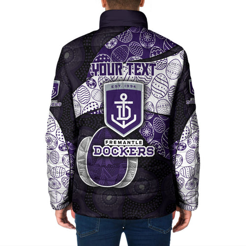 Personalized Fremantle Dockers Football Padded Jacket Easter Egg Pattern Purple Monochrome Tribal Dot Style