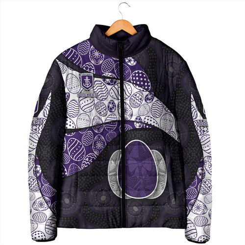 Personalized Fremantle Dockers Football Padded Jacket Easter Egg Pattern Purple Monochrome Tribal Dot Style