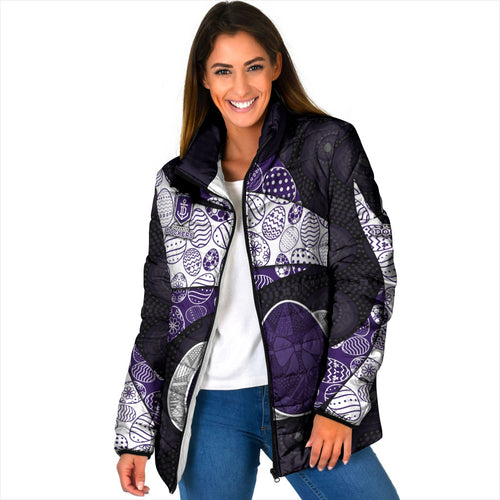 Personalized Fremantle Dockers Football Padded Jacket Easter Egg Pattern Purple Monochrome Tribal Dot Style