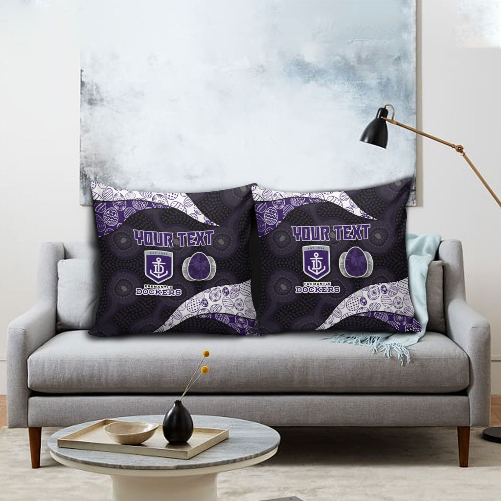 Personalized Fremantle Dockers Football Pillow Cover Easter Egg Pattern Purple Monochrome Tribal Dot Style