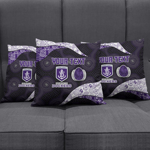 Personalized Fremantle Dockers Football Pillow Cover Easter Egg Pattern Purple Monochrome Tribal Dot Style