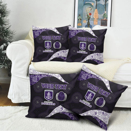 Personalized Fremantle Dockers Football Pillow Cover Easter Egg Pattern Purple Monochrome Tribal Dot Style