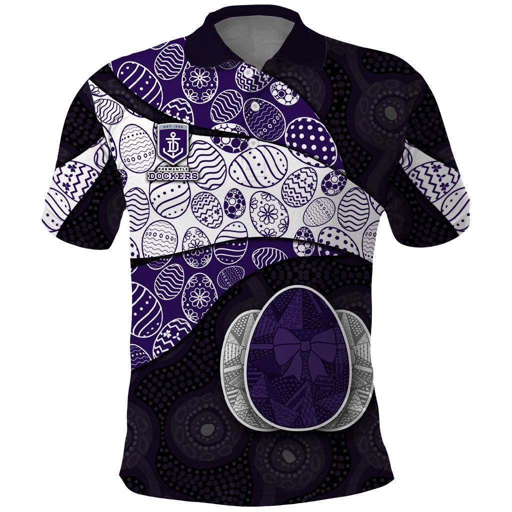 Personalized Fremantle Dockers Football Polo Shirt Easter Egg Pattern Purple Monochrome Tribal Dot Style