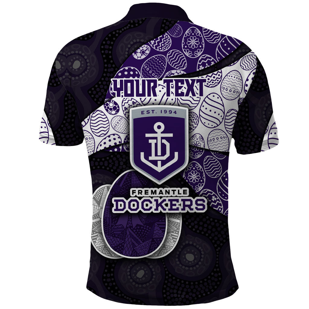 Personalized Fremantle Dockers Football Polo Shirt Easter Egg Pattern Purple Monochrome Tribal Dot Style