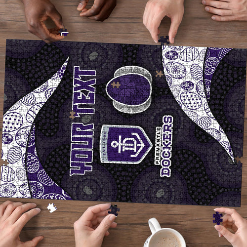 Personalized Fremantle Dockers Football Puzzle Easter Egg Pattern Purple Monochrome Tribal Dot Style