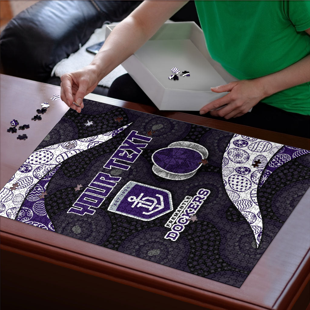 Personalized Fremantle Dockers Football Puzzle Easter Egg Pattern Purple Monochrome Tribal Dot Style