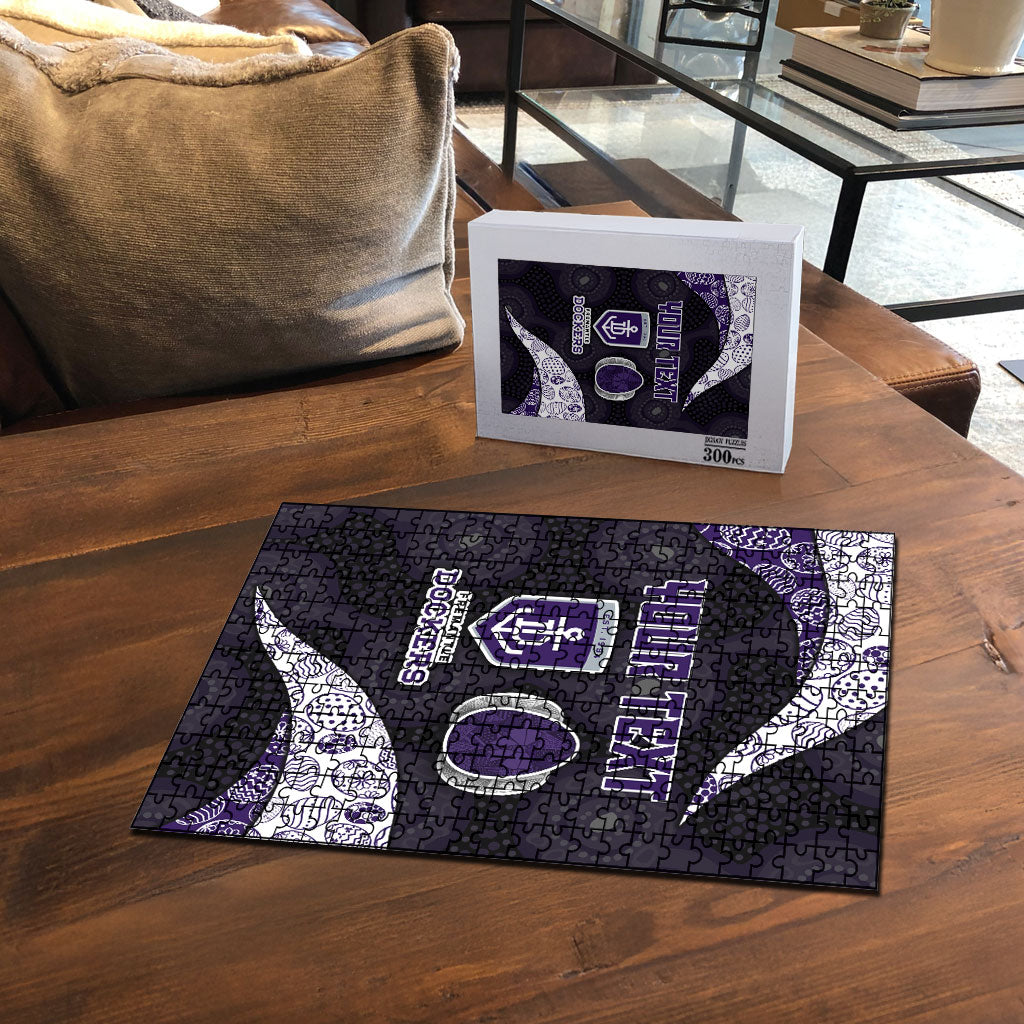 Personalized Fremantle Dockers Football Puzzle Easter Egg Pattern Purple Monochrome Tribal Dot Style