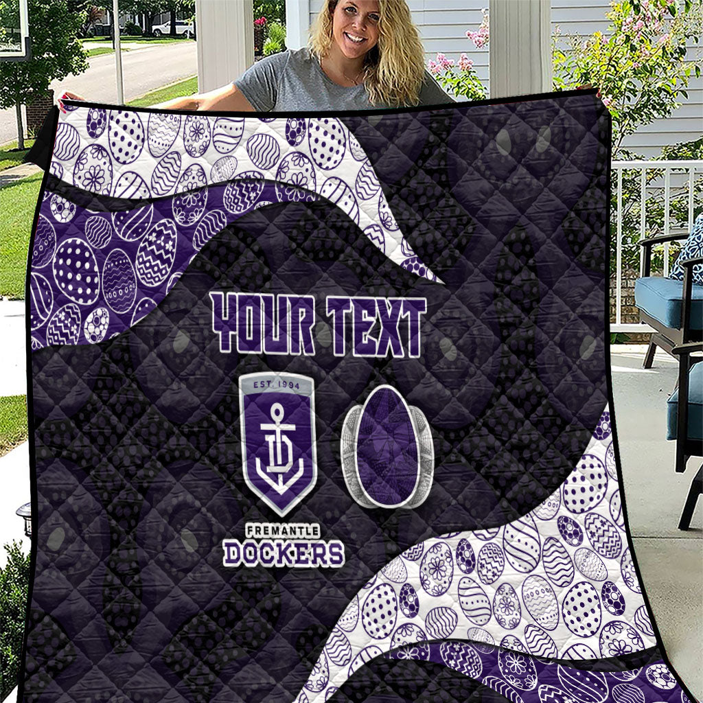 Personalized Fremantle Dockers Football Quilt Easter Egg Pattern Purple Monochrome Tribal Dot Style