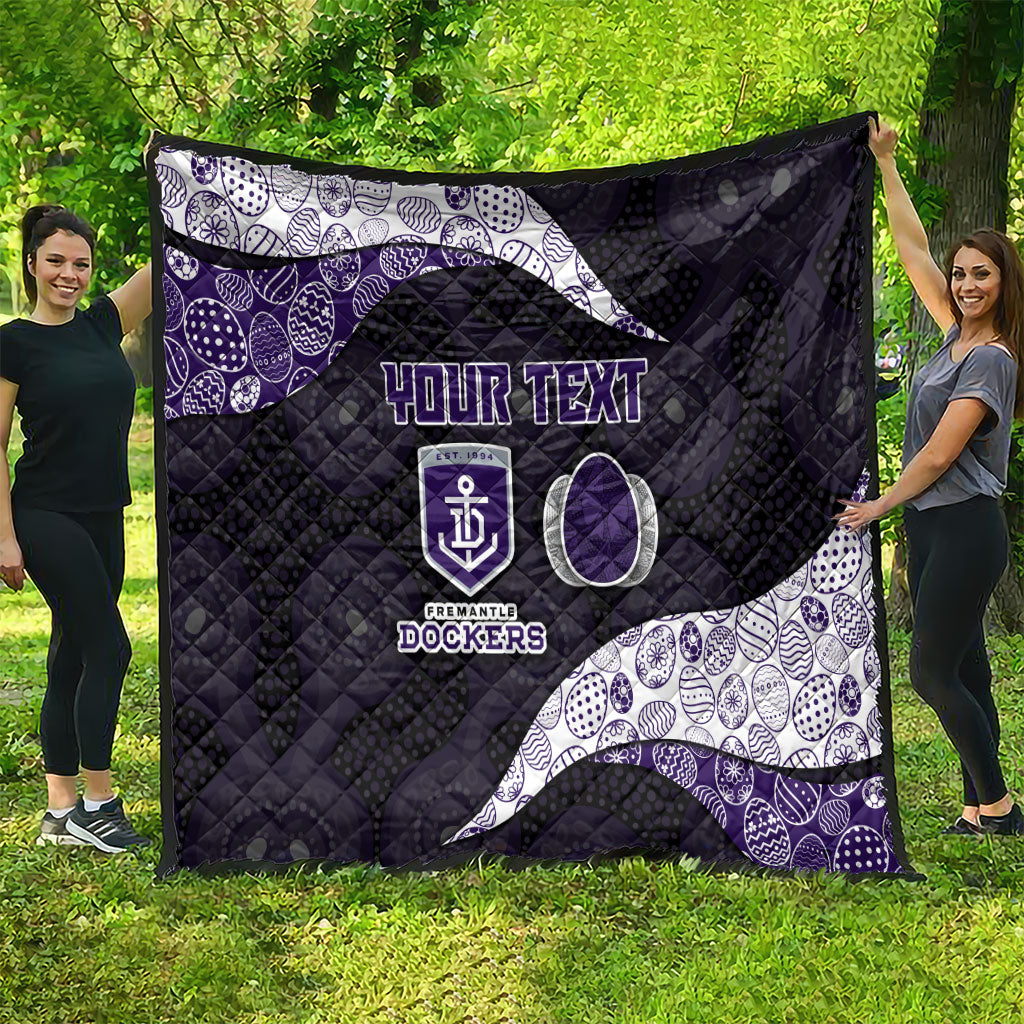 Personalized Fremantle Dockers Football Quilt Easter Egg Pattern Purple Monochrome Tribal Dot Style