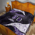 Personalized Fremantle Dockers Football Quilt Easter Egg Pattern Purple Monochrome Tribal Dot Style