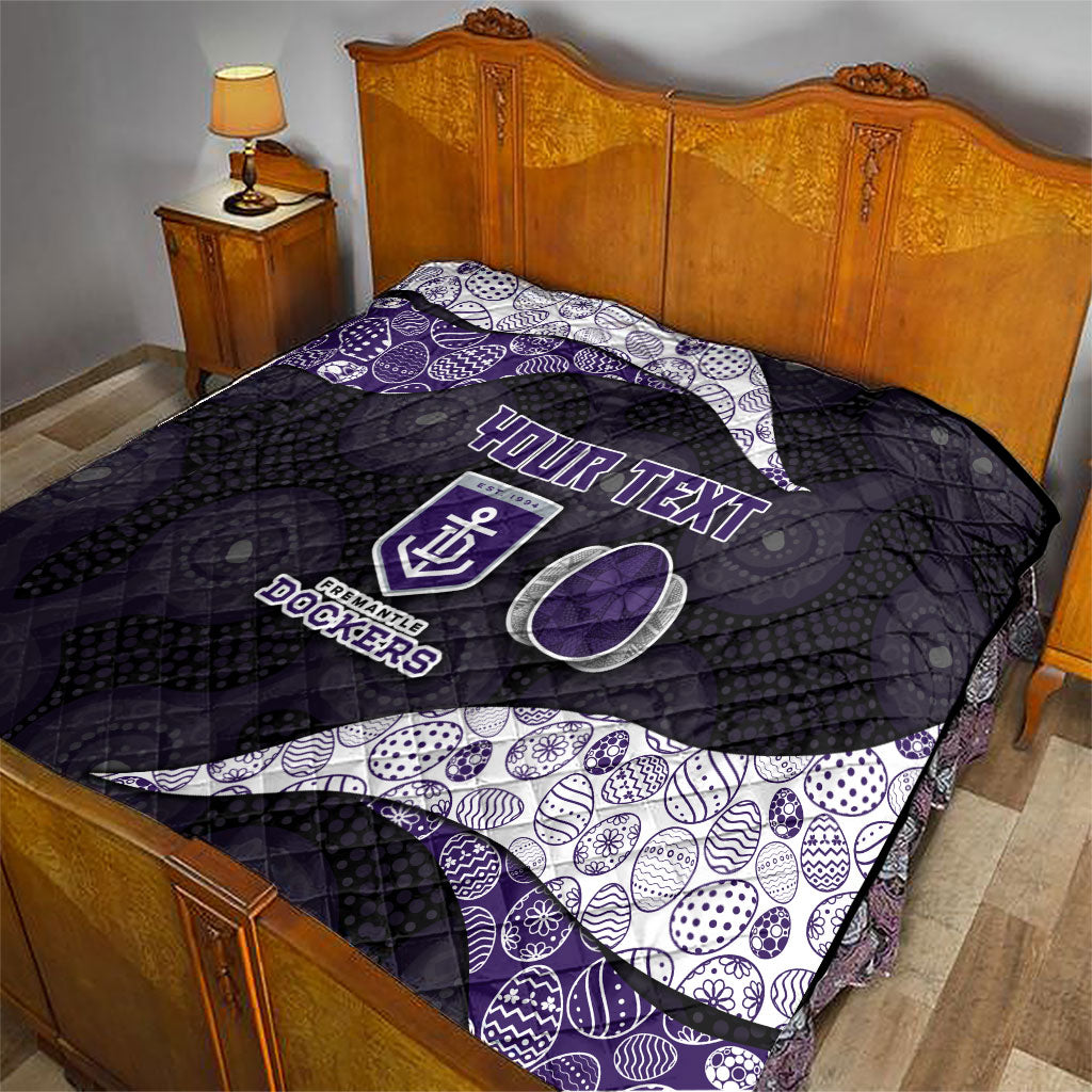 Personalized Fremantle Dockers Football Quilt Easter Egg Pattern Purple Monochrome Tribal Dot Style