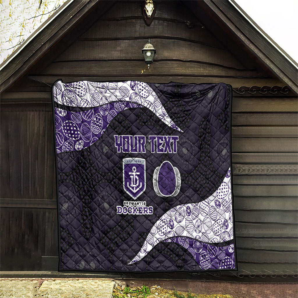 Personalized Fremantle Dockers Football Quilt Easter Egg Pattern Purple Monochrome Tribal Dot Style