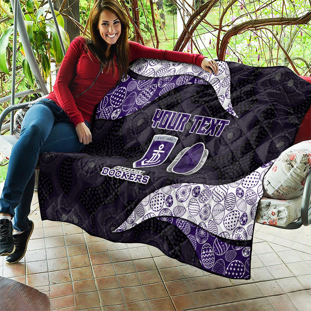 Personalized Fremantle Dockers Football Quilt Easter Egg Pattern Purple Monochrome Tribal Dot Style