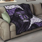 Personalized Fremantle Dockers Football Quilt Easter Egg Pattern Purple Monochrome Tribal Dot Style