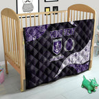 Personalized Fremantle Dockers Football Quilt Easter Egg Pattern Purple Monochrome Tribal Dot Style
