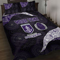 Personalized Fremantle Dockers Football Quilt Bed Set Easter Egg Pattern Purple Monochrome Tribal Dot Style