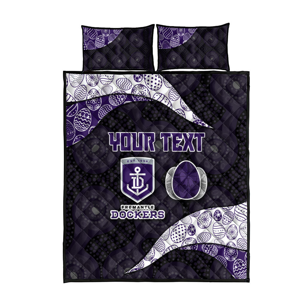Personalized Fremantle Dockers Football Quilt Bed Set Easter Egg Pattern Purple Monochrome Tribal Dot Style