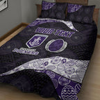Personalized Fremantle Dockers Football Quilt Bed Set Easter Egg Pattern Purple Monochrome Tribal Dot Style