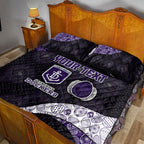 Personalized Fremantle Dockers Football Quilt Bed Set Easter Egg Pattern Purple Monochrome Tribal Dot Style