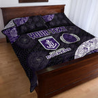 Personalized Fremantle Dockers Football Quilt Bed Set Easter Egg Pattern Purple Monochrome Tribal Dot Style