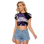 Personalized Fremantle Dockers Football Raglan Cropped T Shirt Easter Egg Pattern Purple Monochrome Tribal Dot Style