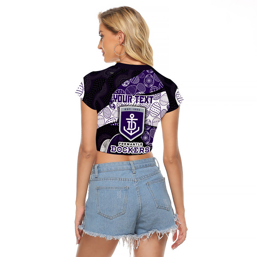 Personalized Fremantle Dockers Football Raglan Cropped T Shirt Easter Egg Pattern Purple Monochrome Tribal Dot Style