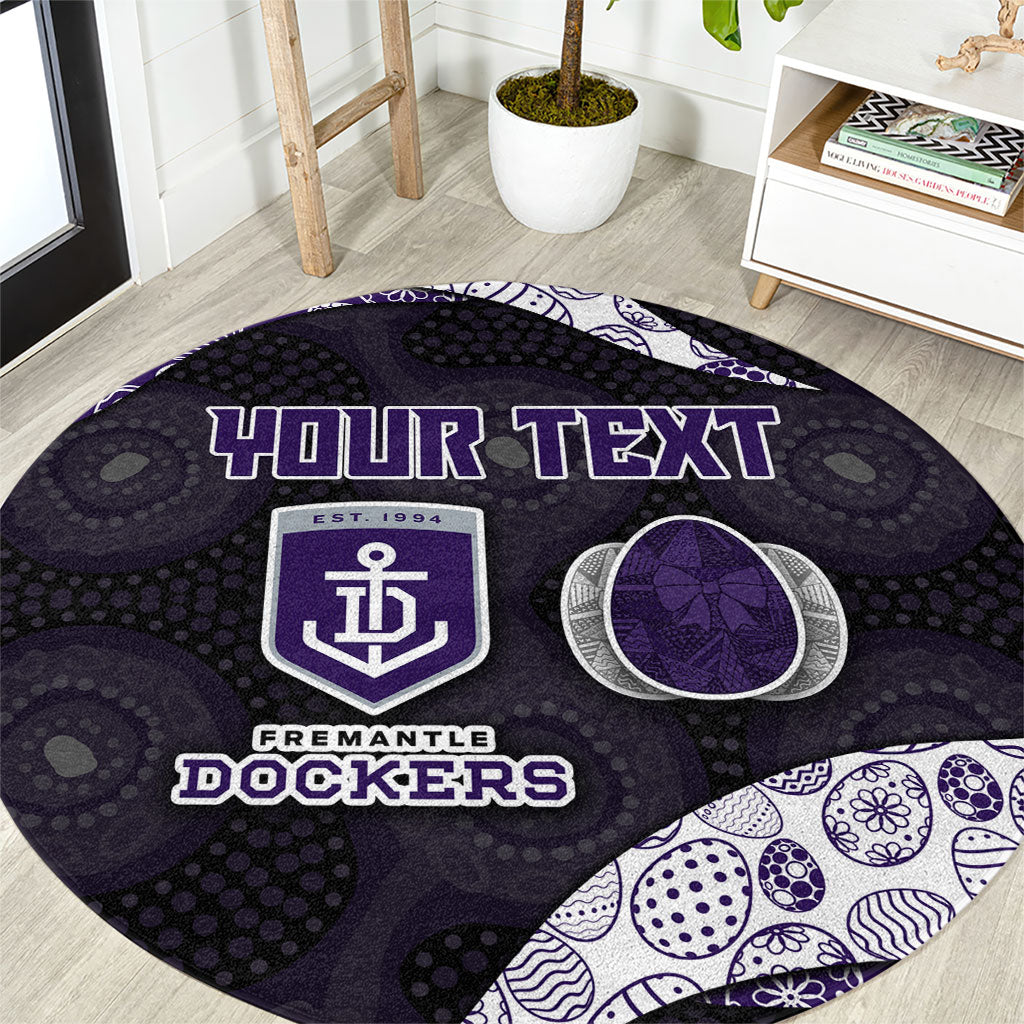 Personalized Fremantle Dockers Football Round Carpet Easter Egg Pattern Purple Monochrome Tribal Dot Style