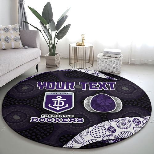 Personalized Fremantle Dockers Football Round Carpet Easter Egg Pattern Purple Monochrome Tribal Dot Style