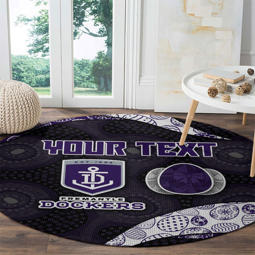 Personalized Fremantle Dockers Football Round Carpet Easter Egg Pattern Purple Monochrome Tribal Dot Style