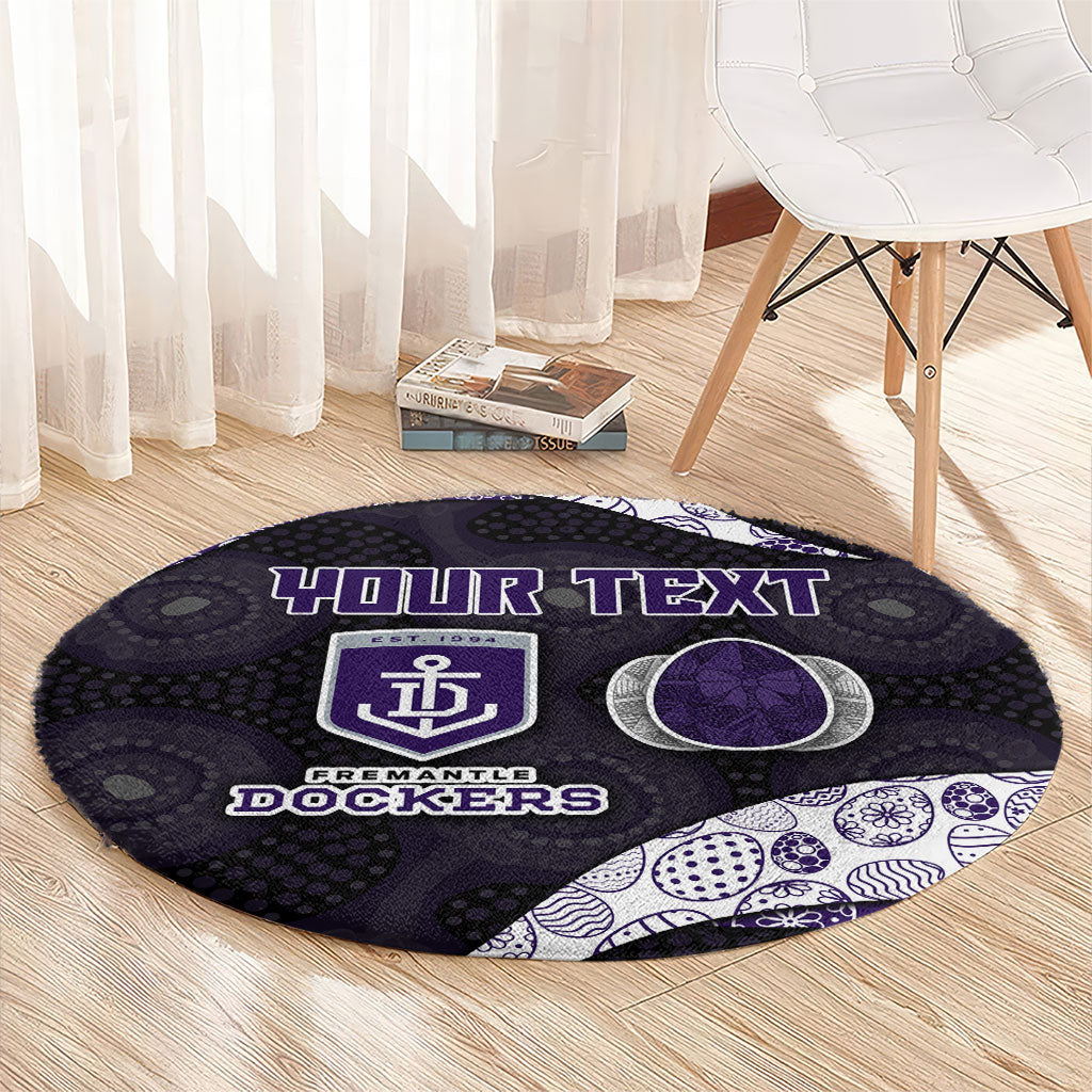 Personalized Fremantle Dockers Football Round Carpet Easter Egg Pattern Purple Monochrome Tribal Dot Style