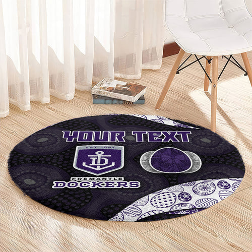 Personalized Fremantle Dockers Football Round Carpet Easter Egg Pattern Purple Monochrome Tribal Dot Style