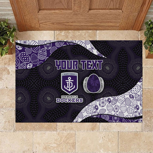 Personalized Fremantle Dockers Football Rubber Doormat Easter Egg Pattern Purple Monochrome Tribal Dot Style