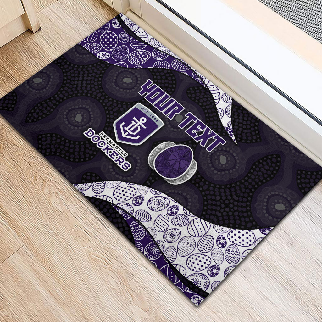 Personalized Fremantle Dockers Football Rubber Doormat Easter Egg Pattern Purple Monochrome Tribal Dot Style