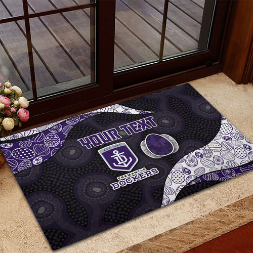 Personalized Fremantle Dockers Football Rubber Doormat Easter Egg Pattern Purple Monochrome Tribal Dot Style