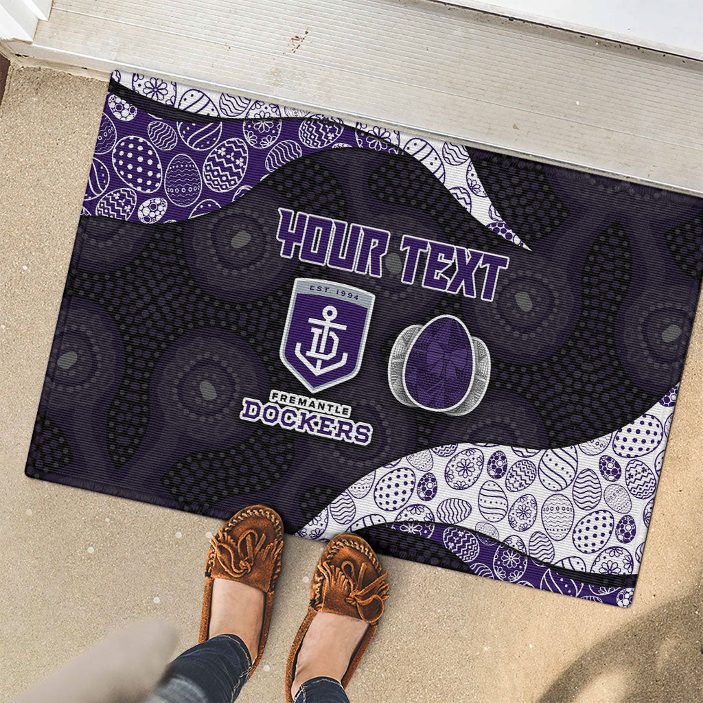Personalized Fremantle Dockers Football Rubber Doormat Easter Egg Pattern Purple Monochrome Tribal Dot Style
