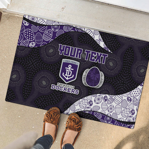 Personalized Fremantle Dockers Football Rubber Doormat Easter Egg Pattern Purple Monochrome Tribal Dot Style