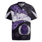 Personalized Fremantle Dockers Football Rugby Jersey Easter Egg Pattern Purple Monochrome Tribal Dot Style