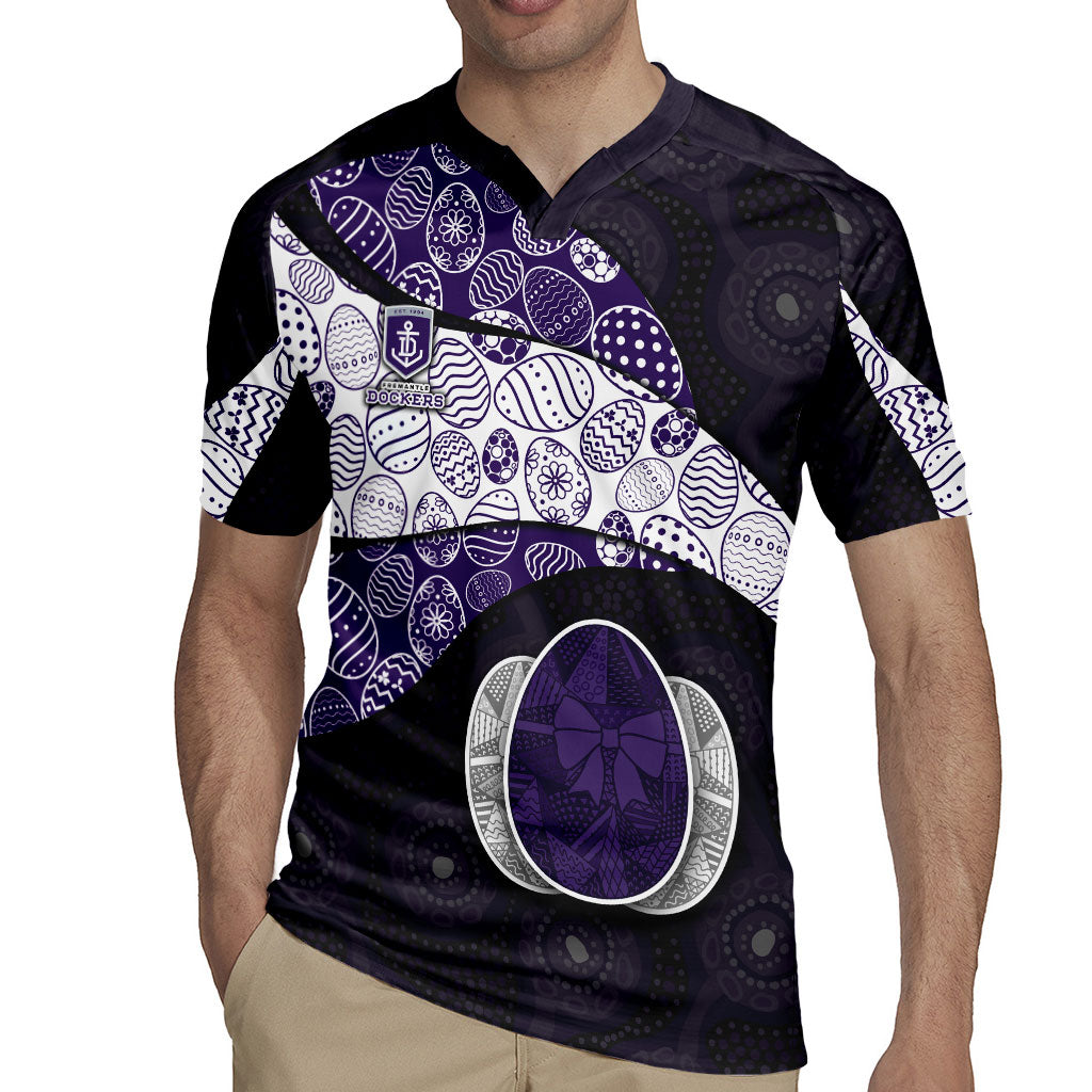 Personalized Fremantle Dockers Football Rugby Jersey Easter Egg Pattern Purple Monochrome Tribal Dot Style