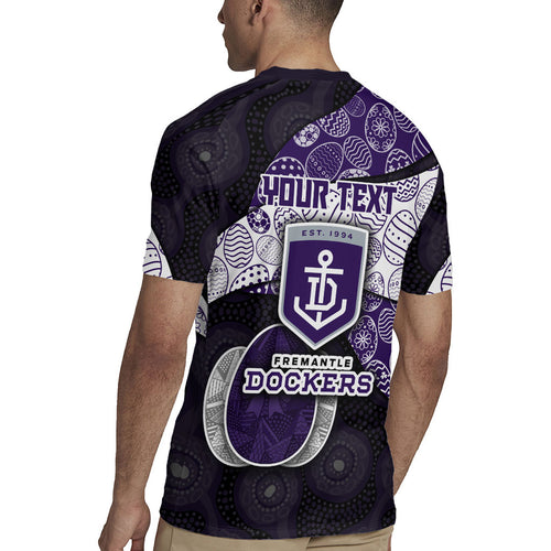 Personalized Fremantle Dockers Football Rugby Jersey Easter Egg Pattern Purple Monochrome Tribal Dot Style