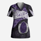 Personalized Fremantle Dockers Football Scrub Top Easter Egg Pattern Purple Monochrome Tribal Dot Style