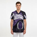 Personalized Fremantle Dockers Football Scrub Top Easter Egg Pattern Purple Monochrome Tribal Dot Style