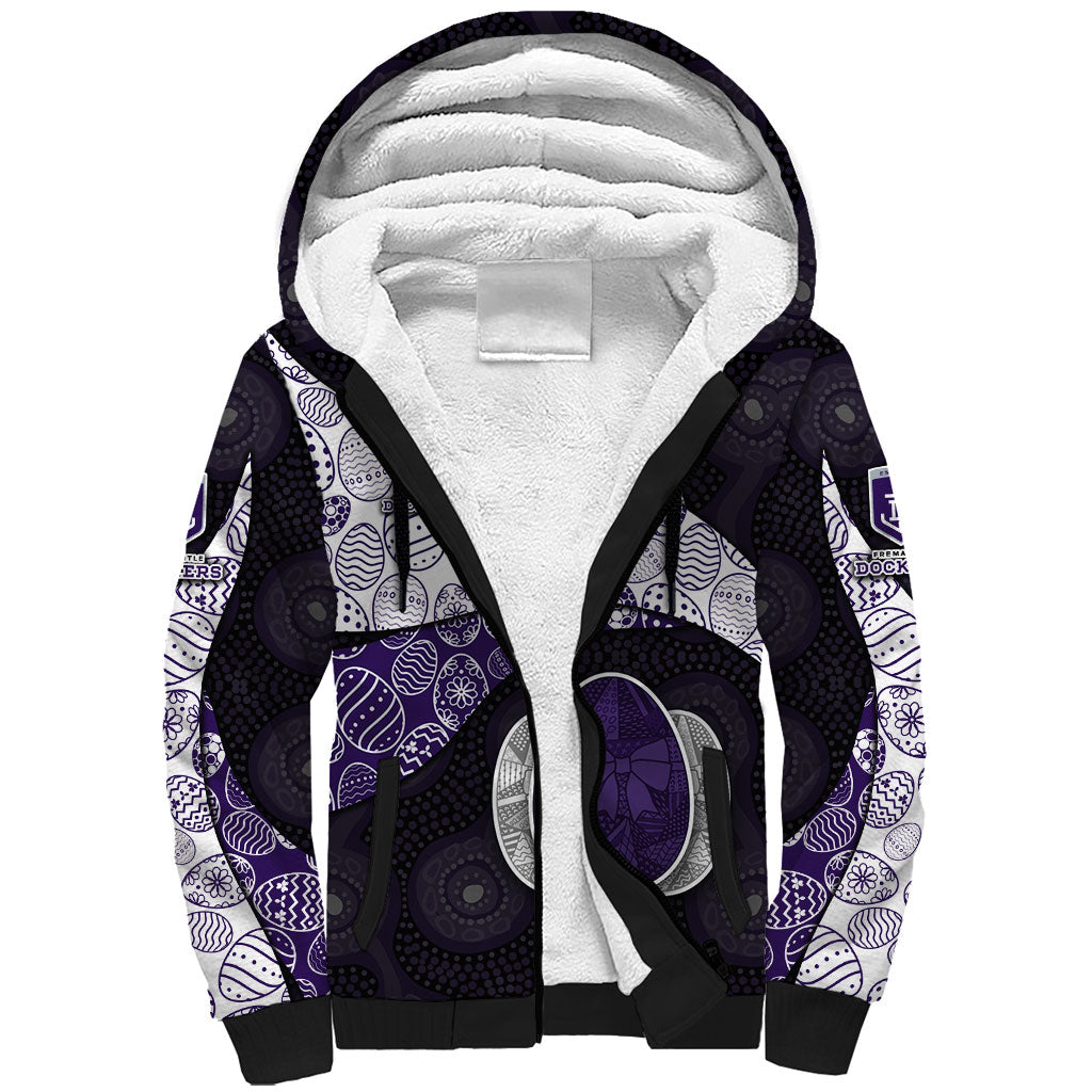 Personalized Fremantle Dockers Football Sherpa Hoodie Easter Egg Pattern Purple Monochrome Tribal Dot Style