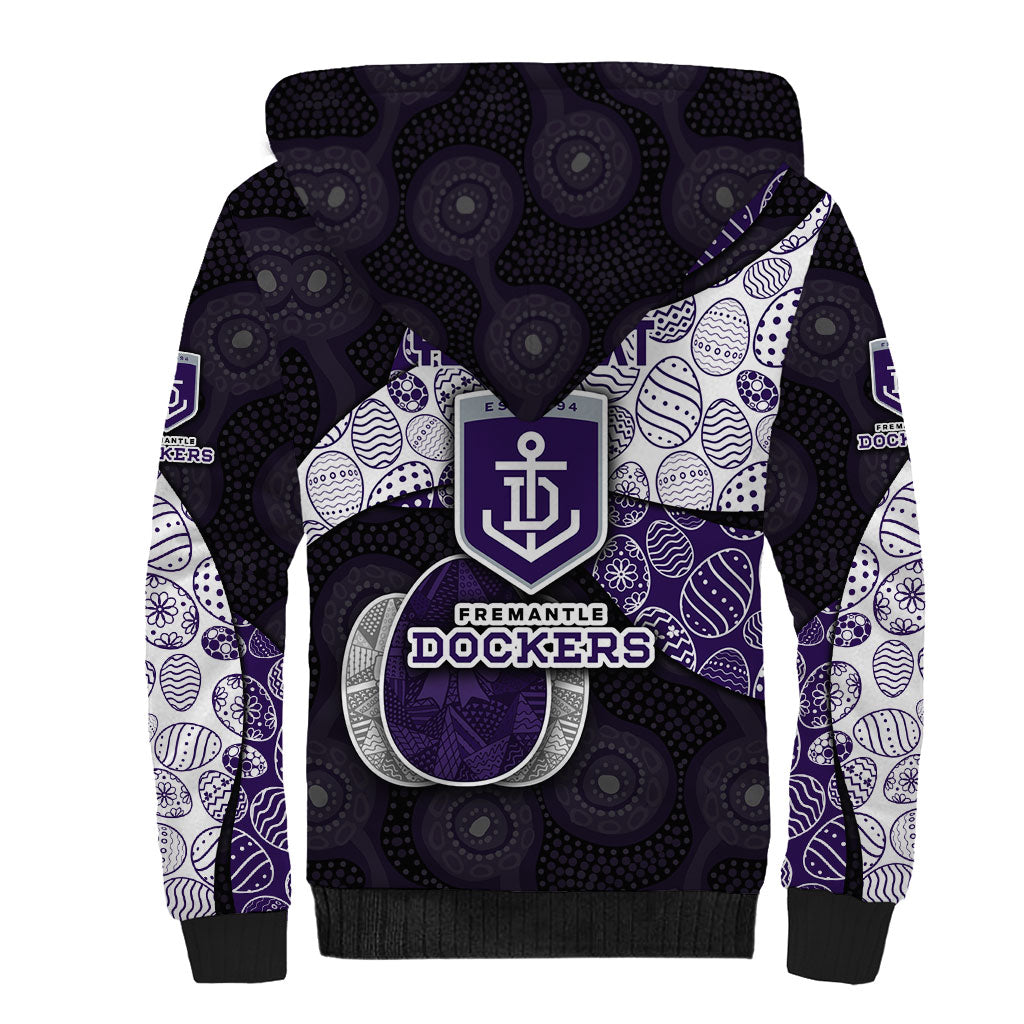 Personalized Fremantle Dockers Football Sherpa Hoodie Easter Egg Pattern Purple Monochrome Tribal Dot Style
