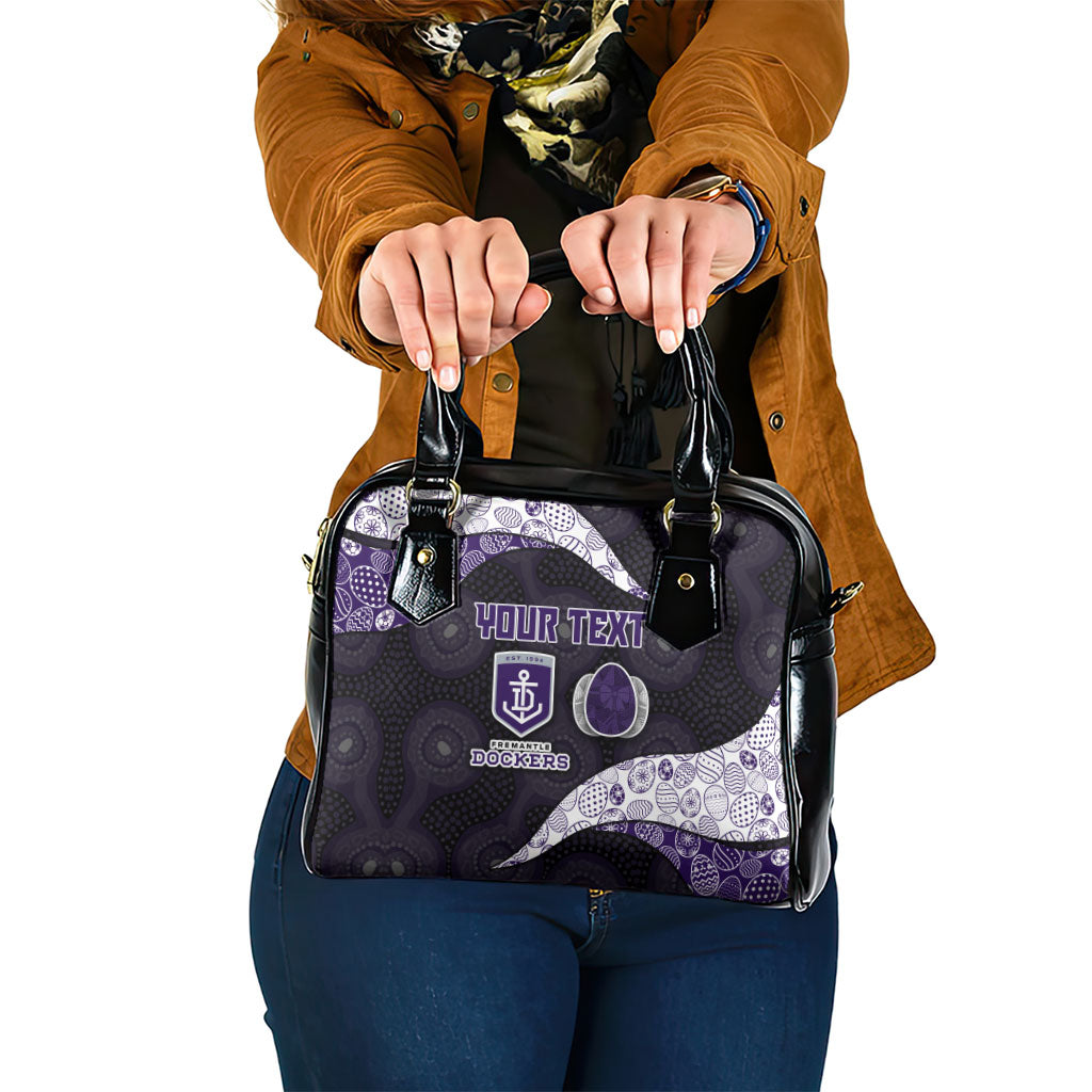 Personalized Fremantle Dockers Football Shoulder Handbag Easter Egg Pattern Purple Monochrome Tribal Dot Style