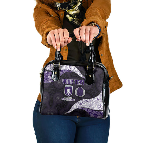 Personalized Fremantle Dockers Football Shoulder Handbag Easter Egg Pattern Purple Monochrome Tribal Dot Style