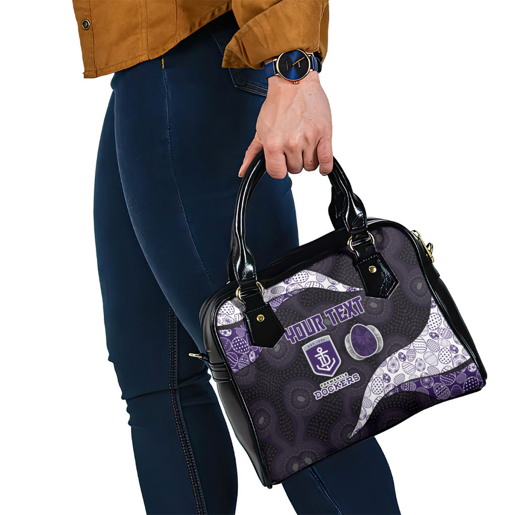 Personalized Fremantle Dockers Football Shoulder Handbag Easter Egg Pattern Purple Monochrome Tribal Dot Style