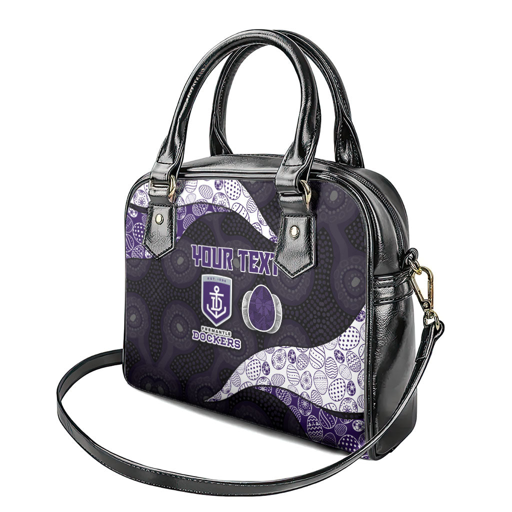 Personalized Fremantle Dockers Football Shoulder Handbag Easter Egg Pattern Purple Monochrome Tribal Dot Style